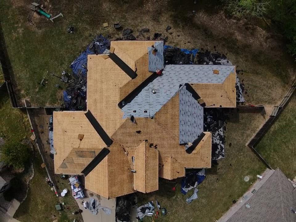 Aerial view of roof tear-off
